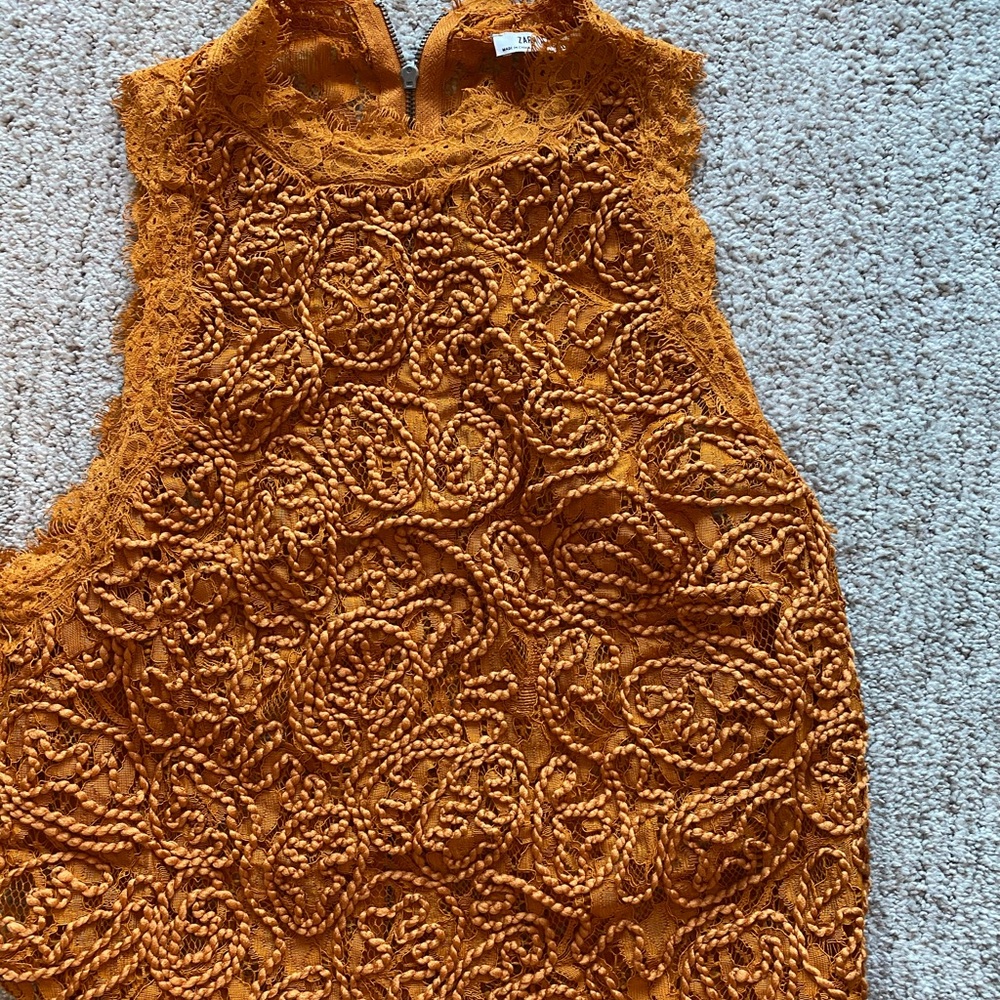 Burnt Orange Lace Crop Top, Sz Sm